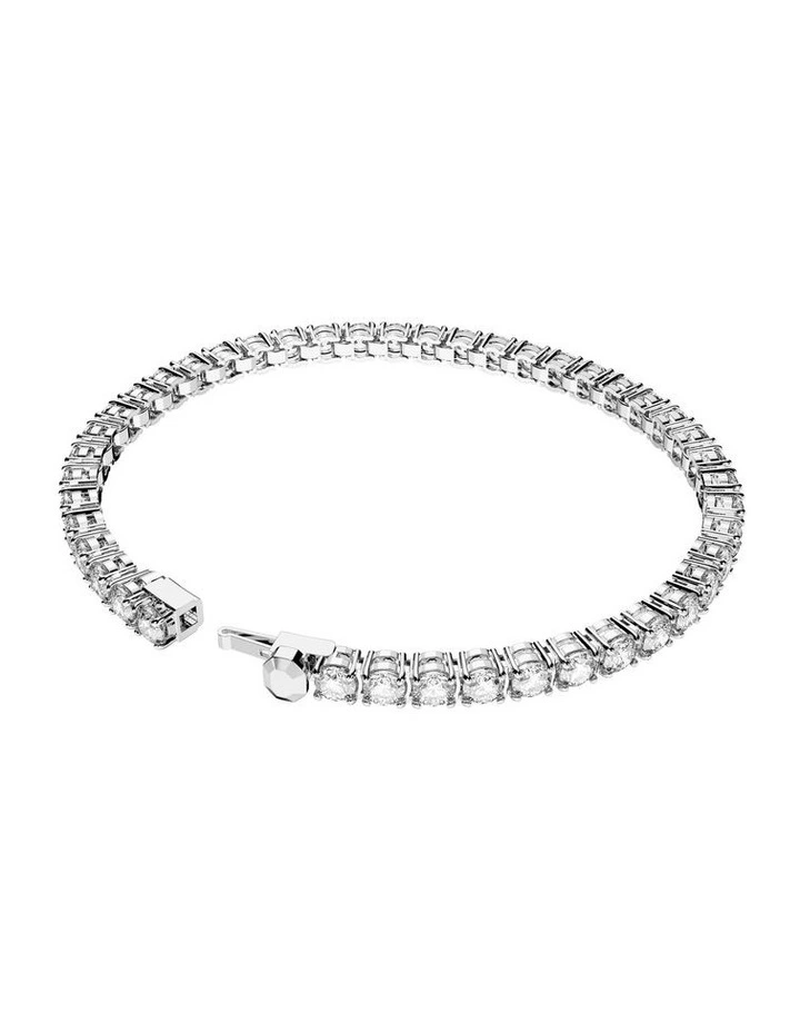 Matrix Tennis Bracelet Round Cut Rhodium Plated in White image 4