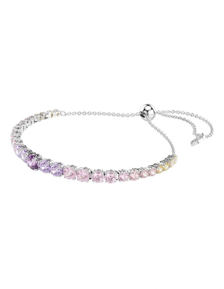 Matrix Tennis Bracelet Gradient Of Round Cuts Rhodium Plated in Multicolored image 2