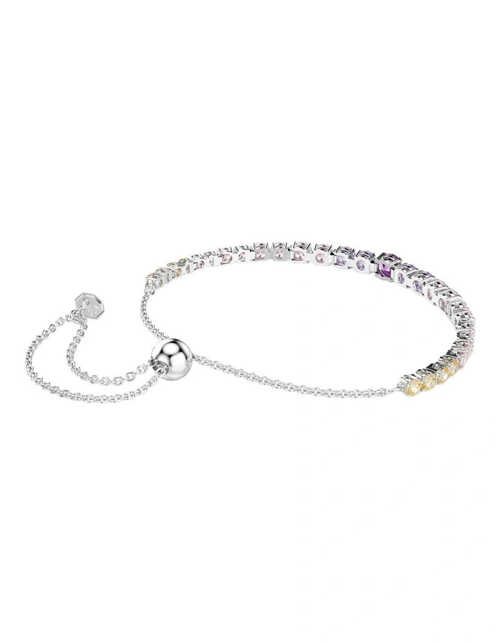 Matrix Tennis Bracelet Gradient Of Round Cuts Rhodium Plated in Multicolored image 5