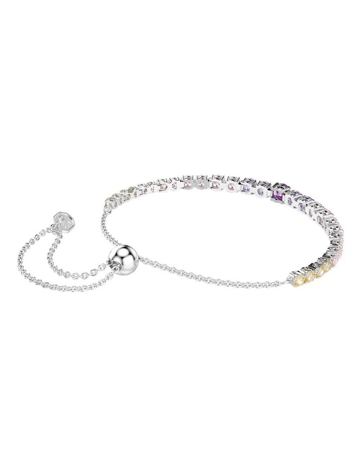 Matrix Tennis Bracelet Gradient Of Round Cuts Rhodium Plated in Multicolored image 5