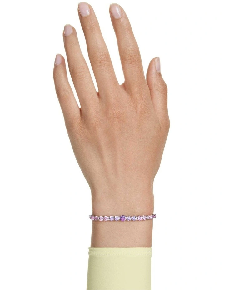 Matrix Tennis Bracelet Gradient Of Round Cuts Rhodium Plated in Multicolored image 6