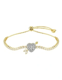 Idyllia Bracelet Mixed Cuts Heart With Arrow Gold-Tone Plated in White
