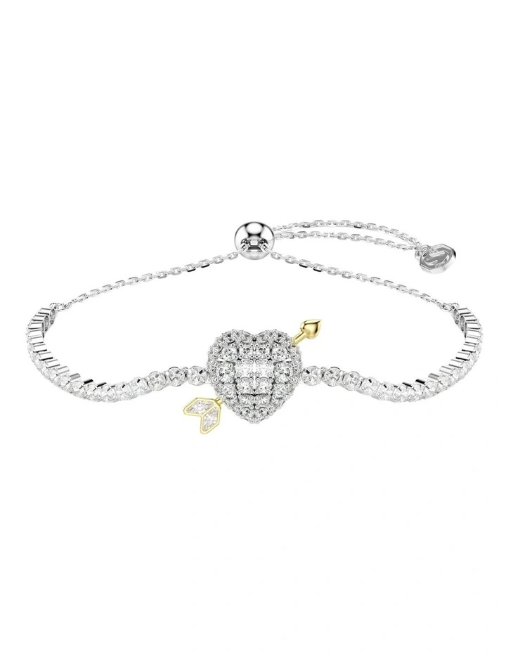 Idyllia Bracelet Mixed Cuts Heart With Arrow Rhodium Plated in White image 1