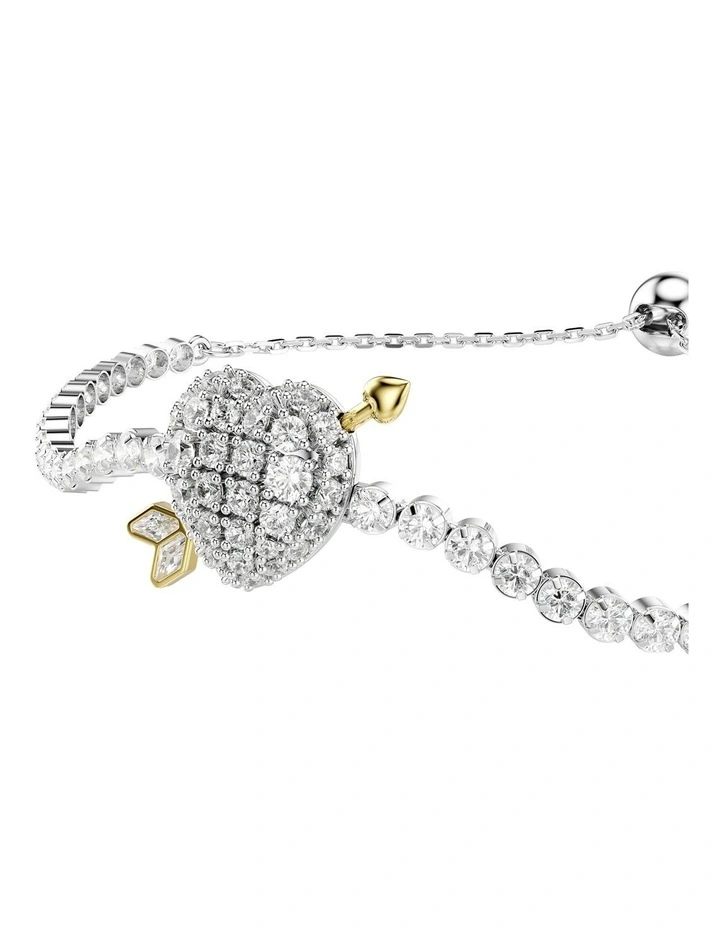 Idyllia Bracelet Mixed Cuts Heart With Arrow Rhodium Plated in White image 4