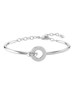 Dextera Bangle Round Cut Rhodium Plated in White