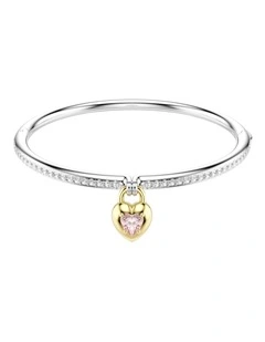 Mixed Cuts Heart Mixed Metal Finish Idyllia Bangle in Pink