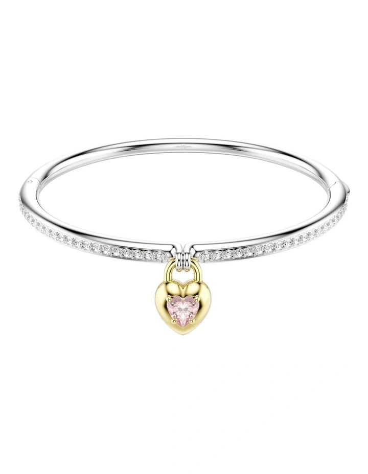 Mixed Cuts Heart Mixed Metal Finish Idyllia Bangle in Pink image 1