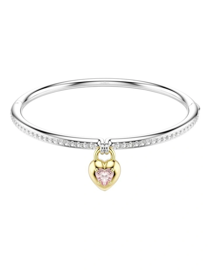 Mixed Cuts Heart Mixed Metal Finish Idyllia Bangle in Pink image 1