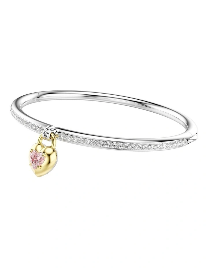 Mixed Cuts Heart Mixed Metal Finish Idyllia Bangle in Pink image 2