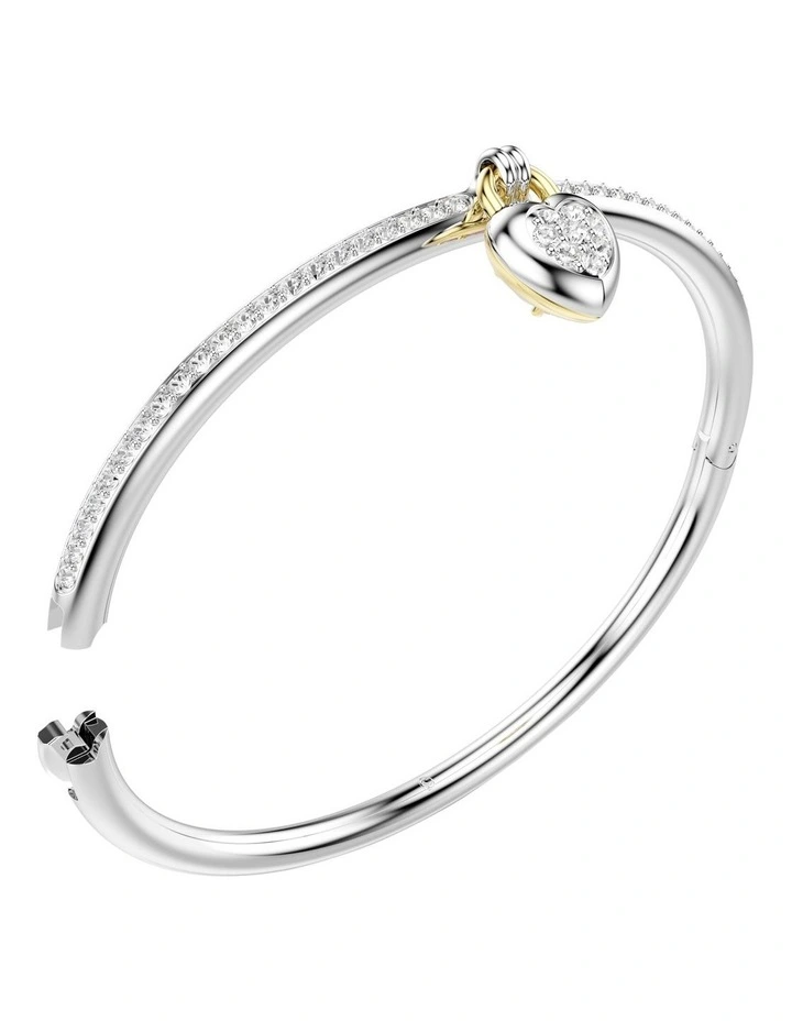 Mixed Cuts Heart Mixed Metal Finish Idyllia Bangle in Pink image 3