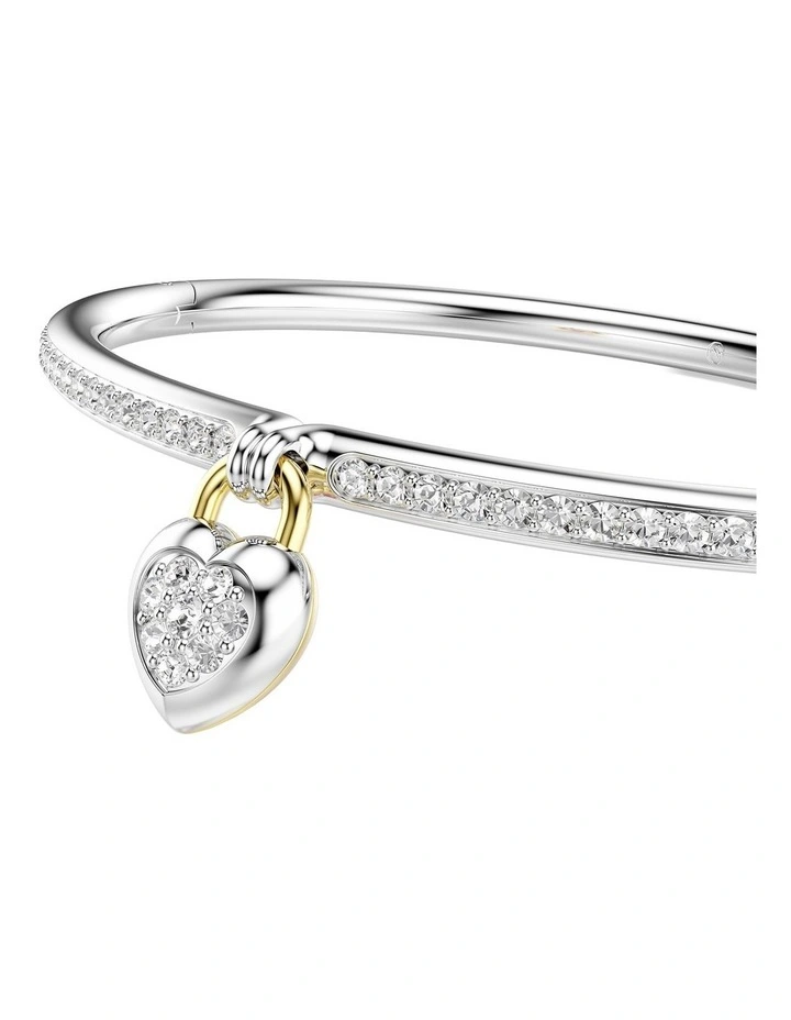 Mixed Cuts Heart Mixed Metal Finish Idyllia Bangle in Pink image 4