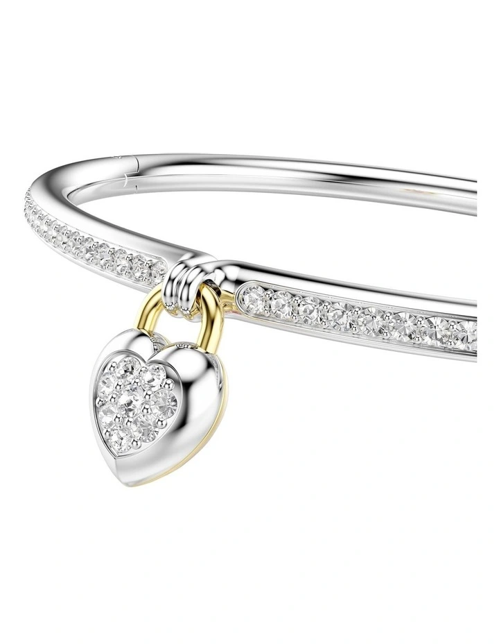 Mixed Cuts Heart Mixed Metal Finish Idyllia Bangle in Pink image 4