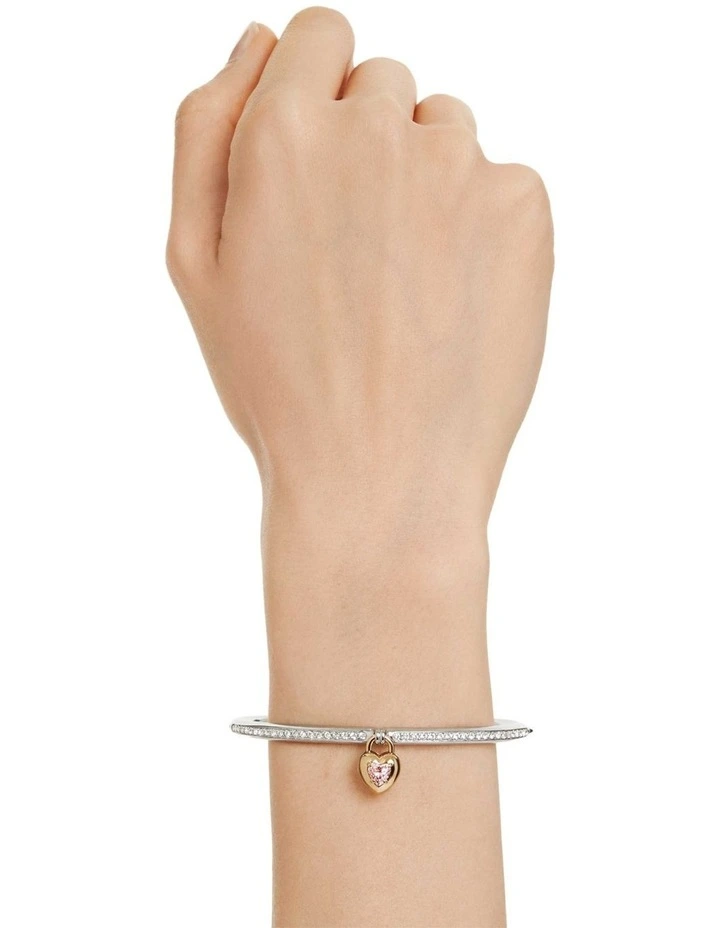 Mixed Cuts Heart Mixed Metal Finish Idyllia Bangle in Pink image 7