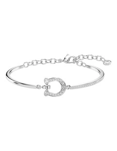 Pave Horse Shoe Rhodium Plated Symbolica Bracelet in White