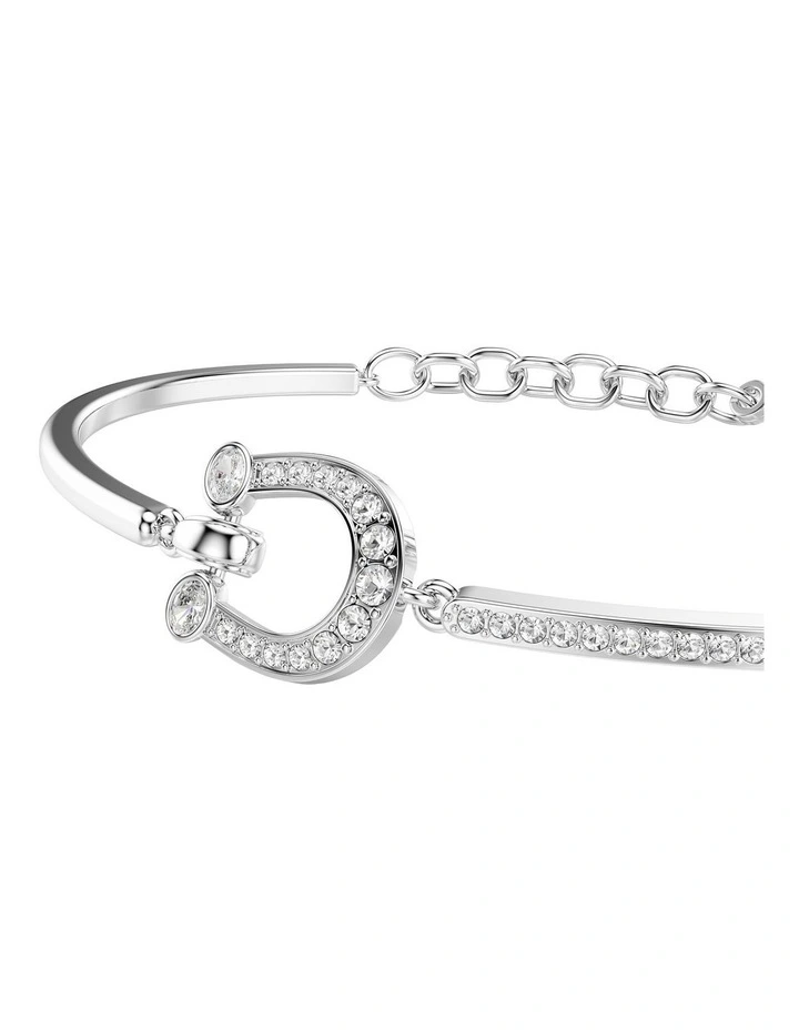 Pave Horse Shoe Rhodium Plated Symbolica Bracelet in White image 4