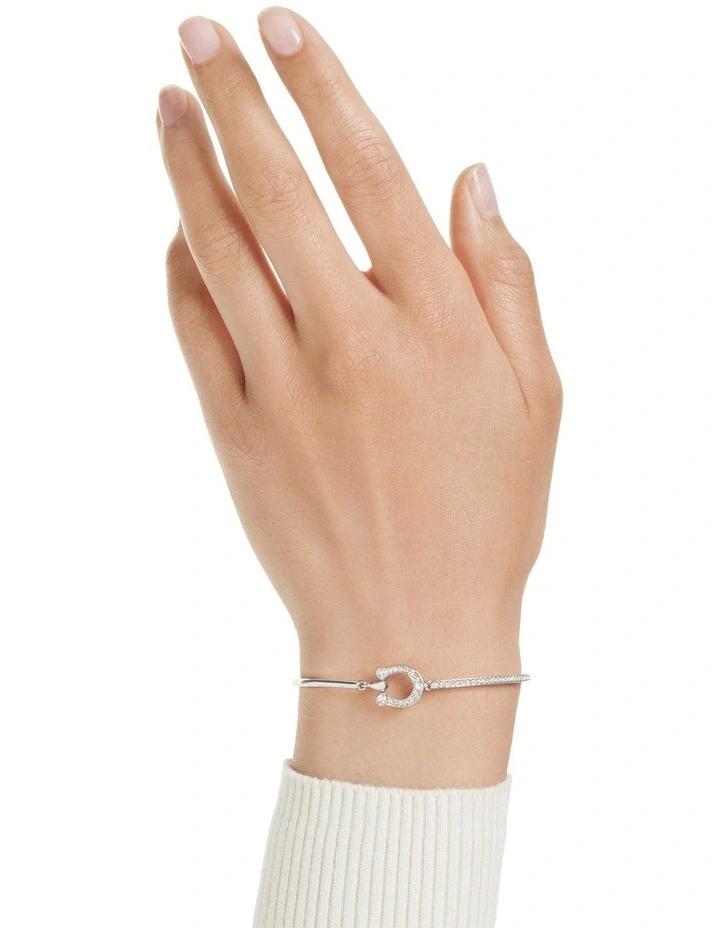 Pave Horse Shoe Rhodium Plated Symbolica Bracelet in White image 6