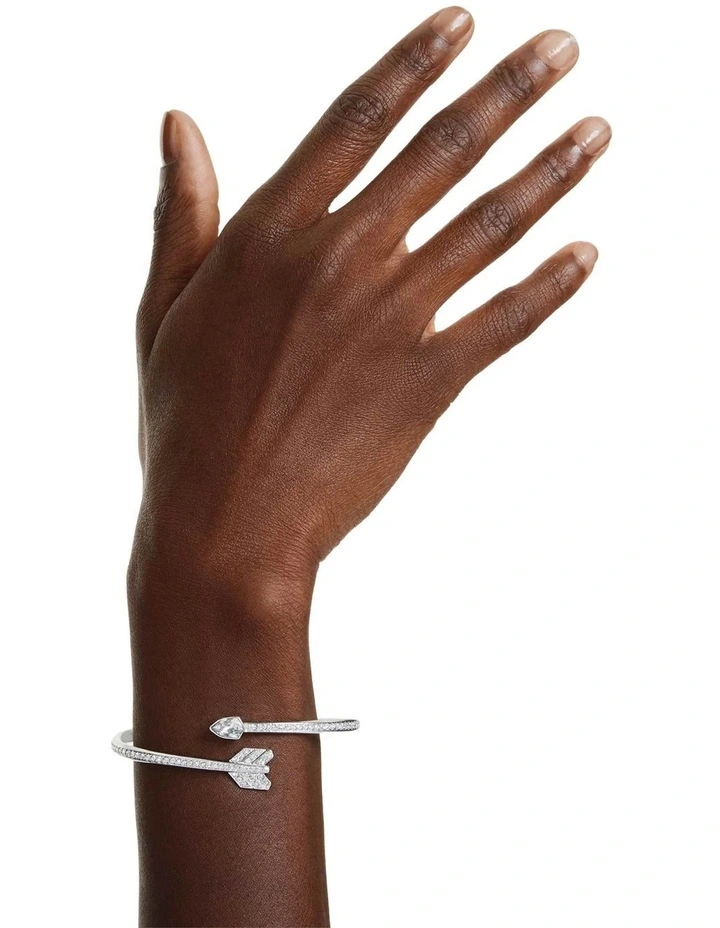 Idyllia Bangle Mixed Cuts Arrow Rhodium Plated in White image 6
