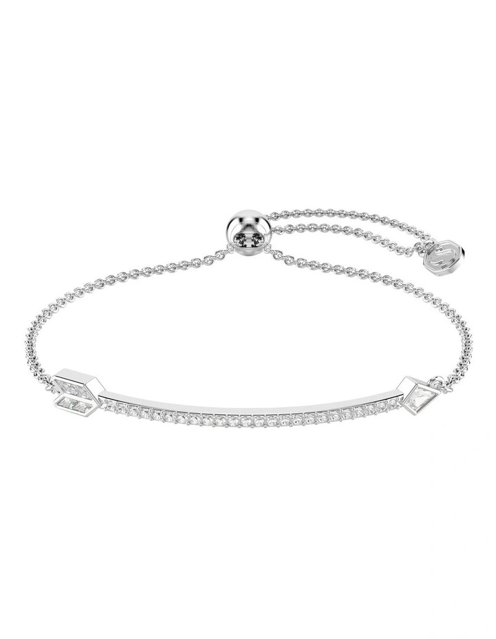 Mixed Cuts Arrow Rhodium Plated Idyllia Bracelet in White image 1