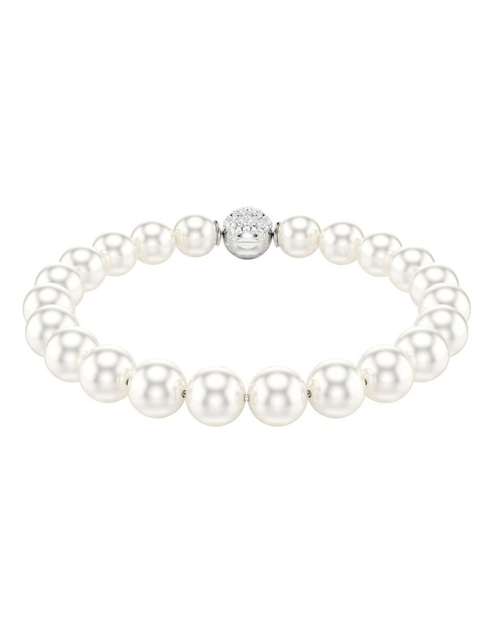 Crystal Pearl Rhodium Plated Matrix Bracelet in White image 1