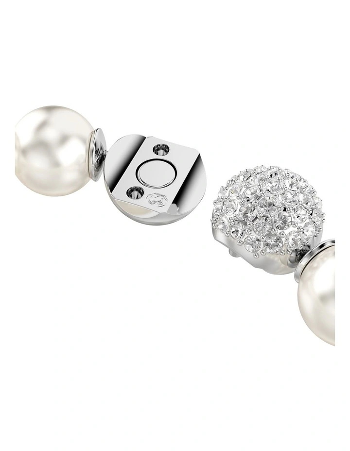 Crystal Pearl Rhodium Plated Matrix Bracelet in White image 3