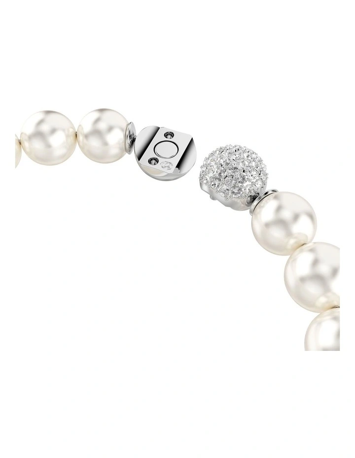 Crystal Pearl Rhodium Plated Matrix Bracelet in White image 3