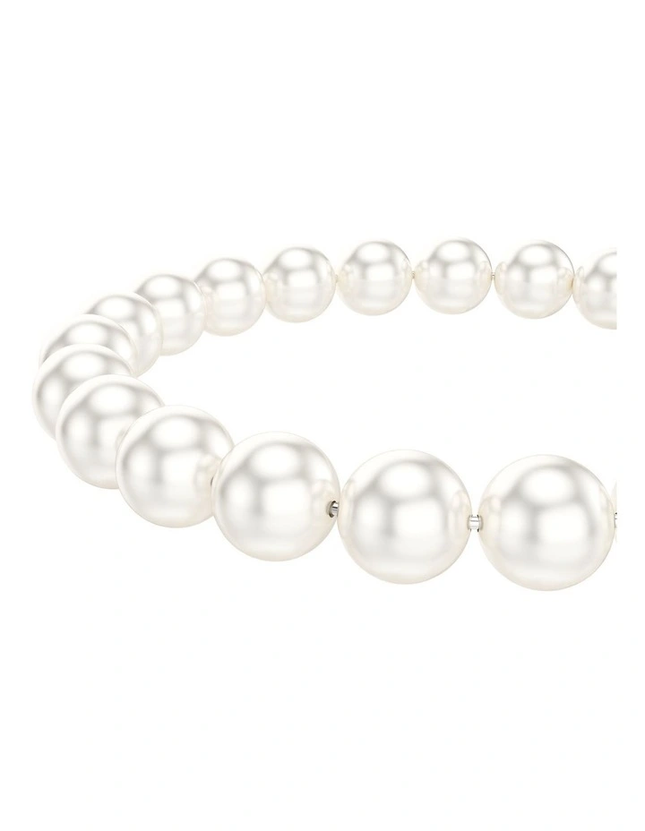 Crystal Pearl Rhodium Plated Matrix Bracelet in White image 4