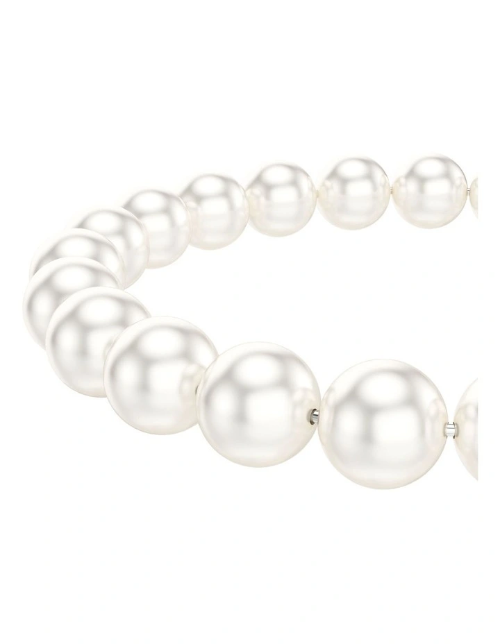 Crystal Pearl Rhodium Plated Matrix Bracelet in White image 4