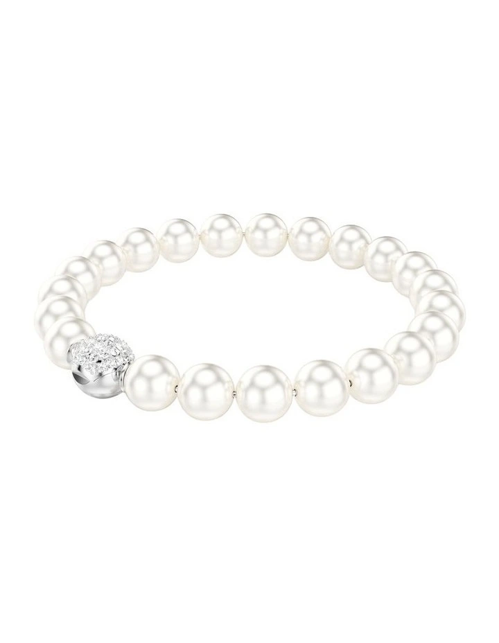 Crystal Pearl Rhodium Plated Matrix Bracelet in White image 5