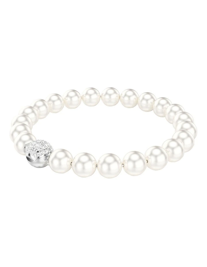 Crystal Pearl Rhodium Plated Matrix Bracelet in White image 5