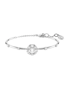 Round Cut Dancing Stone Rhodium Plated Constella Bangle in White