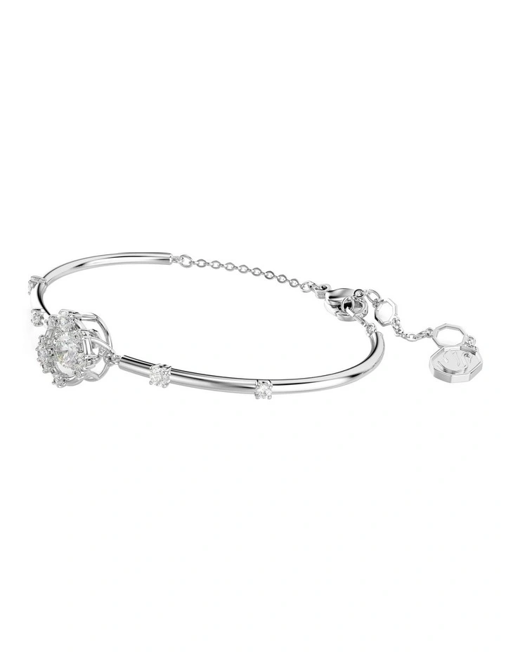 Round Cut Dancing Stone Rhodium Plated Constella Bangle in White image 2