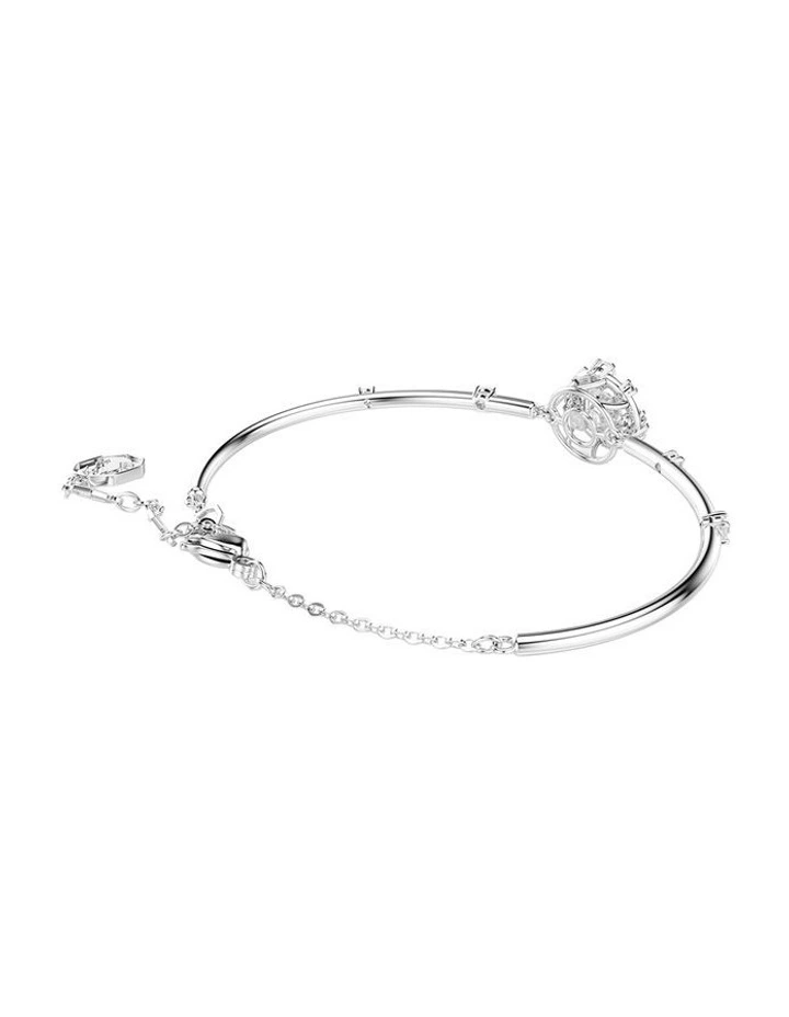 Round Cut Dancing Stone Rhodium Plated Constella Bangle in White image 5