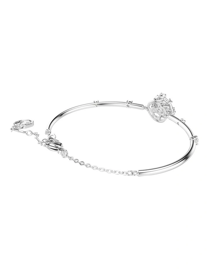 Round Cut Dancing Stone Rhodium Plated Constella Bangle in White image 5