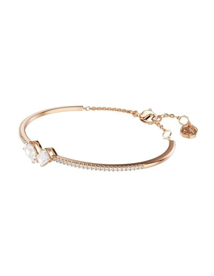 Mixed Cuts Rose Gold-Tone Plated Mesmera Bangle in White image 2