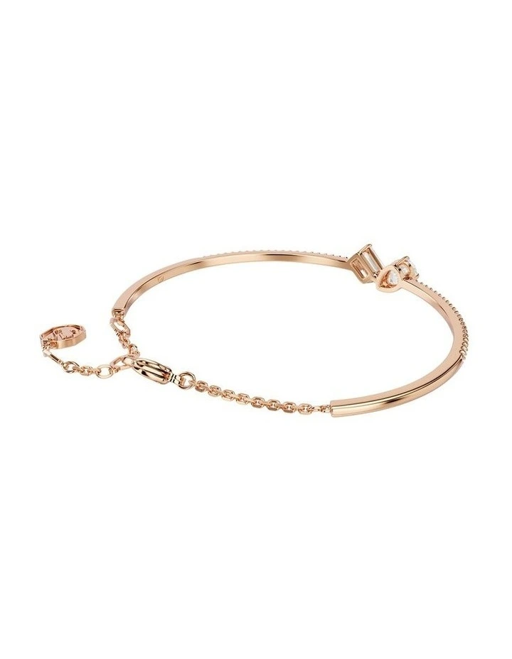 Mixed Cuts Rose Gold-Tone Plated Mesmera Bangle in White image 5