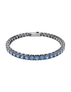 Matrix Tennis Bracelet Round Cut Ruthenium Plated in Blue