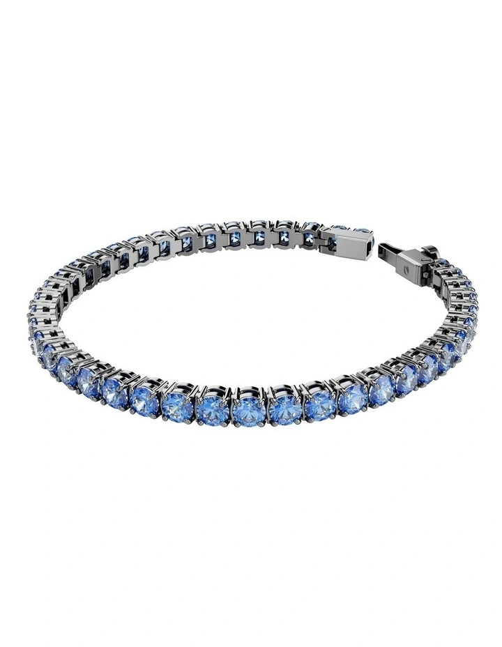 Matrix Tennis Bracelet Round Cut Ruthenium Plated in Blue image 2