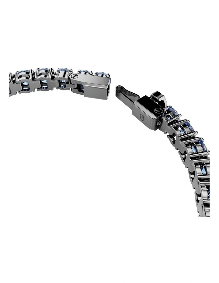Matrix Tennis Bracelet Round Cut Ruthenium Plated in Blue image 3