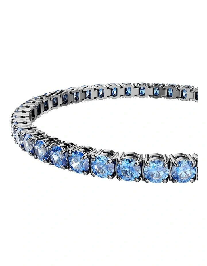 Matrix Tennis Bracelet Round Cut Ruthenium Plated in Blue image 4
