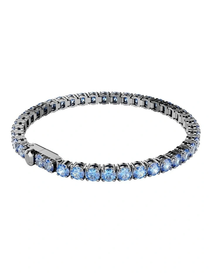 Matrix Tennis Bracelet Round Cut Ruthenium Plated in Blue image 5