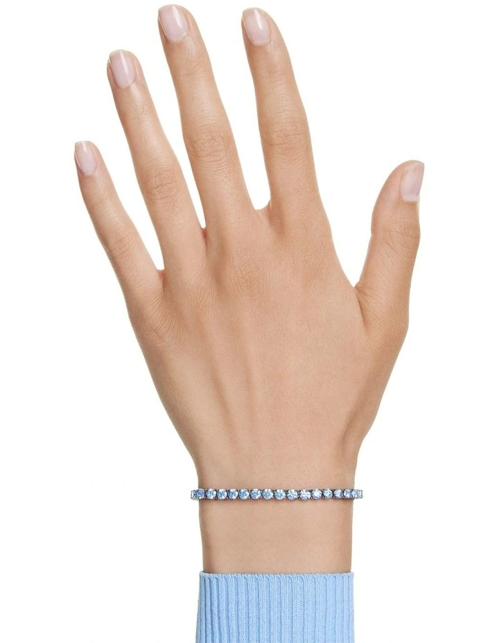 Matrix Tennis Bracelet Round Cut Ruthenium Plated in Blue image 6
