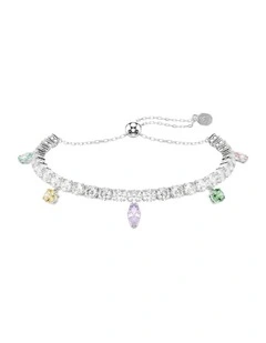 Mixed Cuts Rhodium Plated Tennis Bracelet in Multi