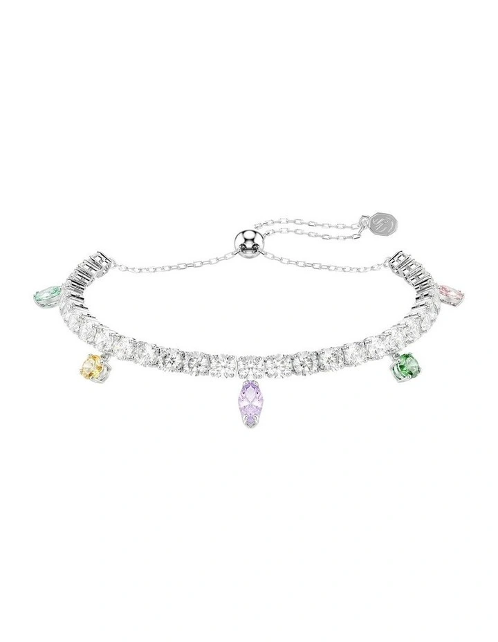 Mixed Cuts Rhodium Plated Tennis Bracelet in Multi image 1