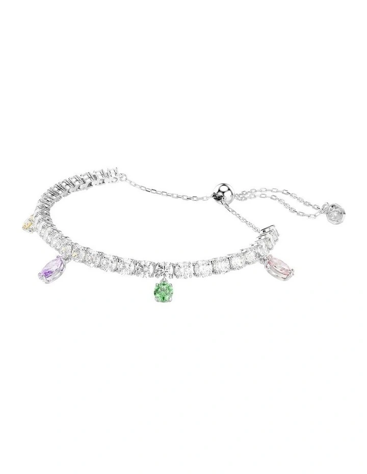 Mixed Cuts Rhodium Plated Tennis Bracelet in Multi image 2