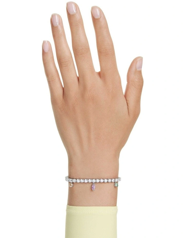 Mixed Cuts Rhodium Plated Tennis Bracelet in Multi image 6