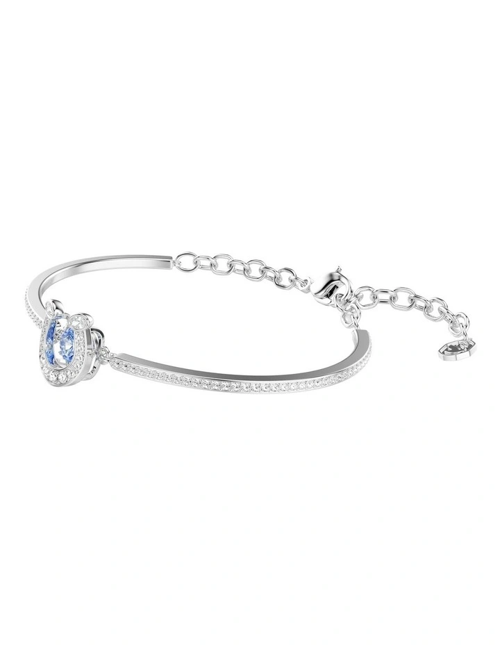 Round Cut Pav Horse Shoe Rhodium Plated Symbolica Bangle in Blue image 2