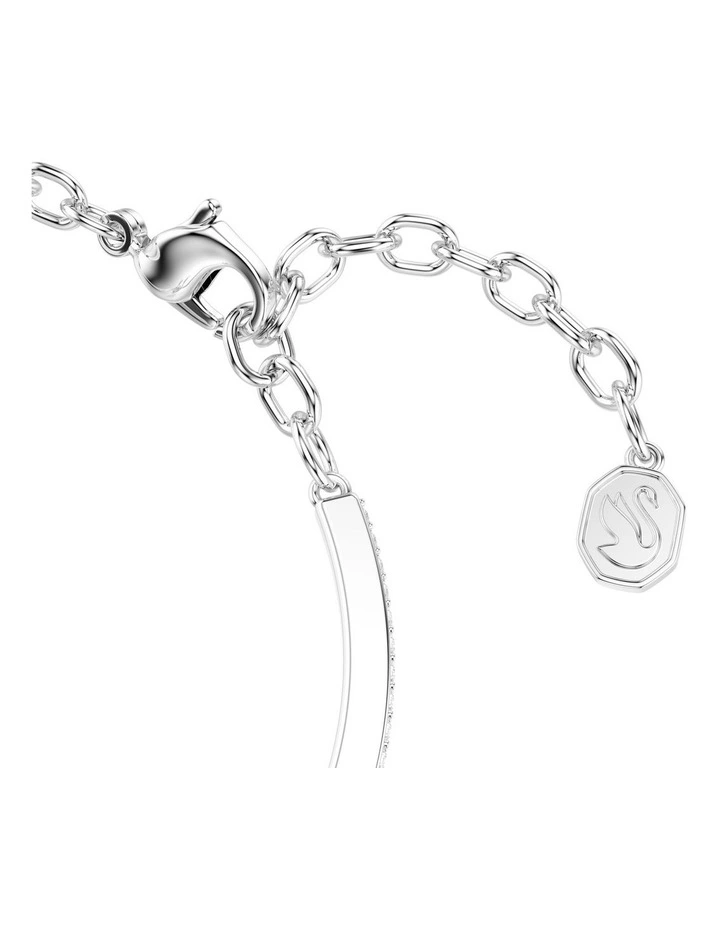 Round Cut Pav Horse Shoe Rhodium Plated Symbolica Bangle in Blue image 3