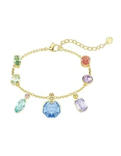 Gema Bracelet Mixed Cuts Dangling Crystals Gold-Tone Plated in Multicolored