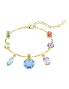 Gema Bracelet Mixed Cuts Dangling Crystals Gold-Tone Plated in Multicolored