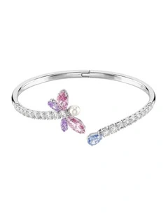 Mixed Cuts Dragonfly Rhodium Plated Bangle in Multi